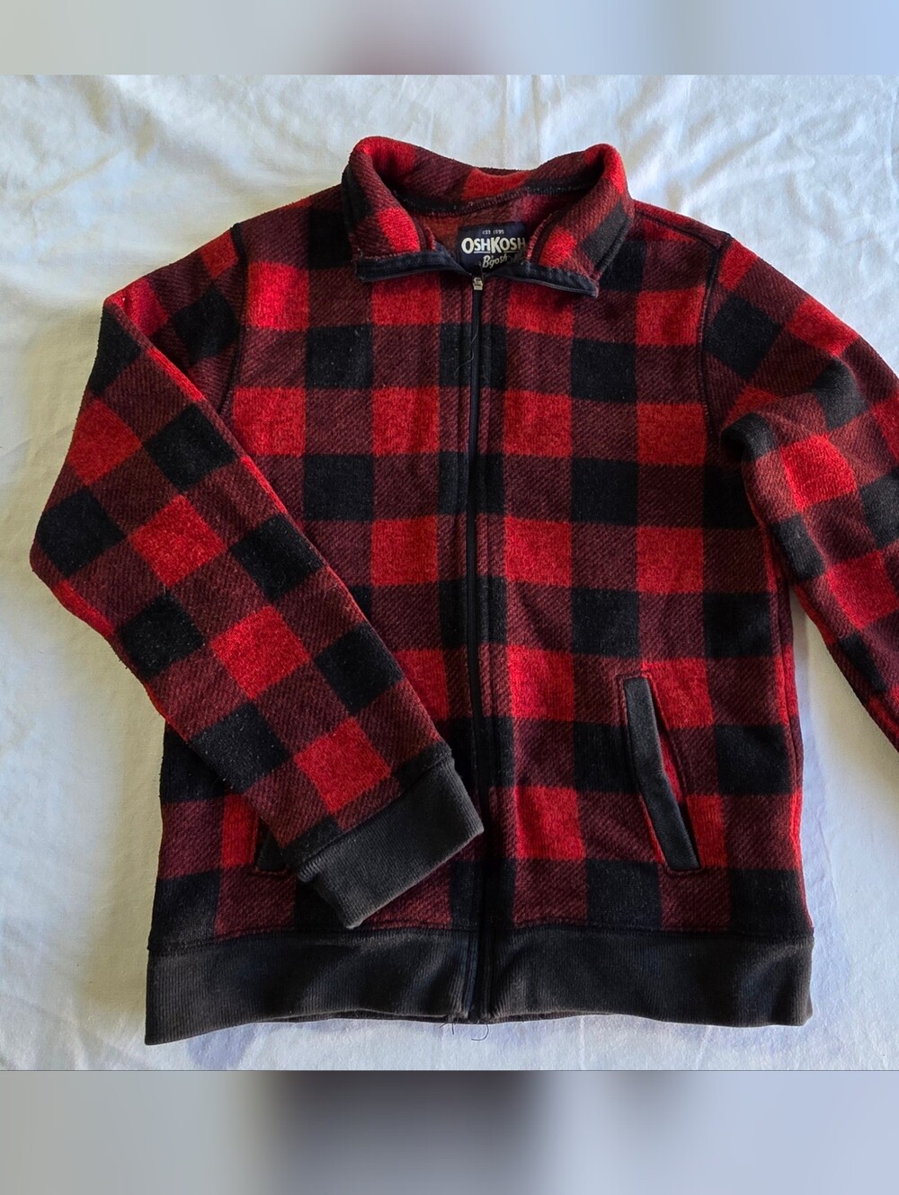 OshKosh B'gosh Red and Black Buffalo Plaid Zip-Up Jacket